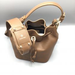 Aigner Damen Handtasche Bucket Bag genarbtes Rindsleder Cognac Damen Leder Schnäppchen